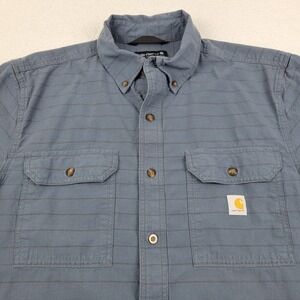 Carhartt Loose Fit Midweight Chambray Button Up Shirt Mens‎ Medium M 104625-BLS
